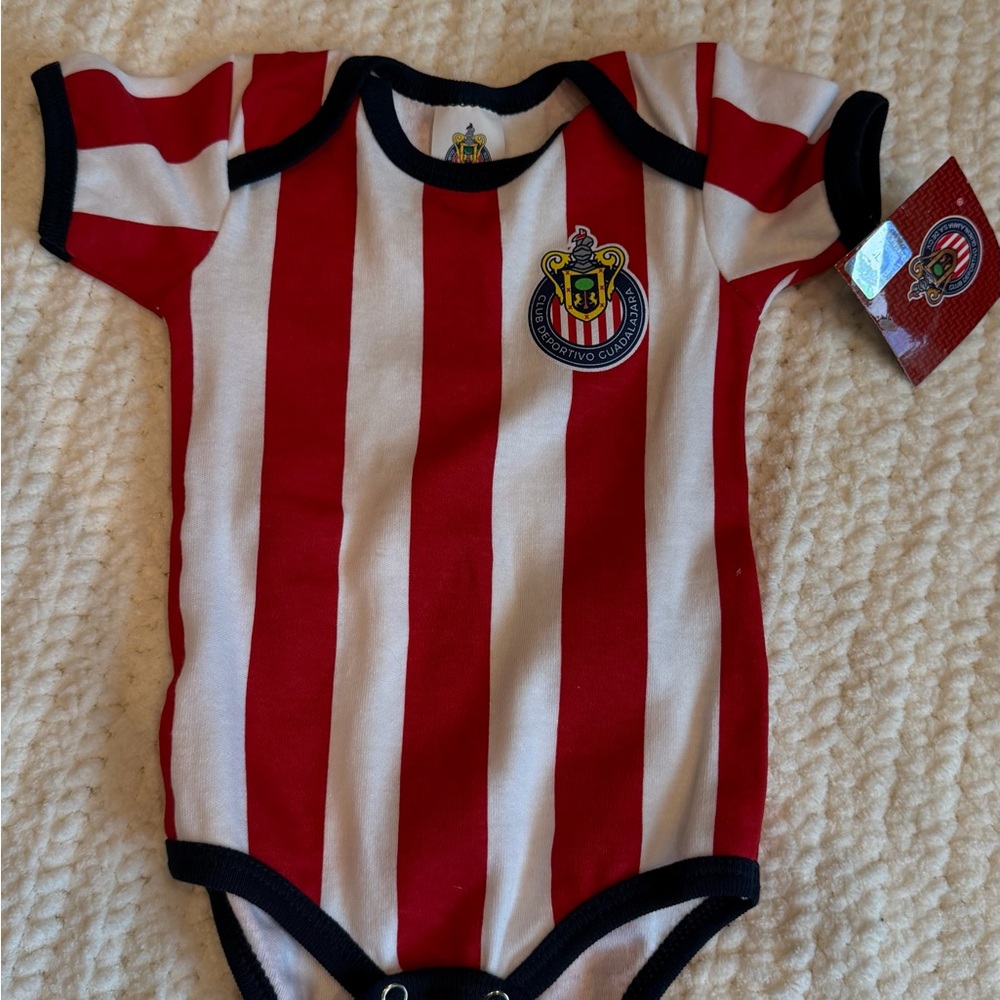 Chivas Infant Red & White Striped One-Piece Bodysuit